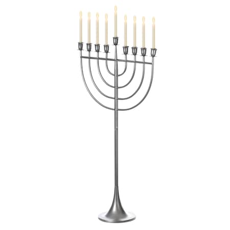 Vintiquewise Modern Solid Metal Judaica Hanukkah Menorah 9 Branched Candelabra, Aluminum Finish Large QI004119.AL.L